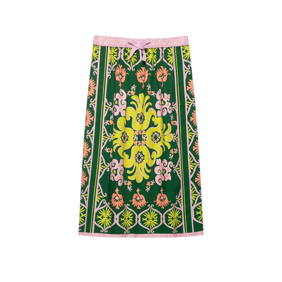 Damen Geblümte Chiffonbluse mit Schleifenkragen und Ballonärmeln Nord Taschen