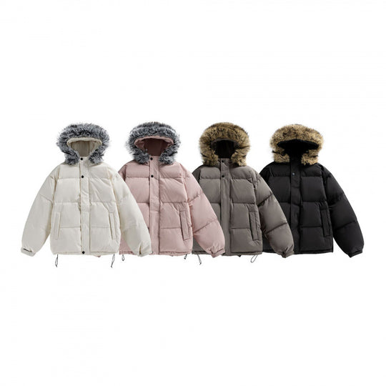 Unisex Wattierte Kapuzenjacke mit abnehmbarer Kunstfellkapuze und Boxy‑Silhouette Nord Taschen