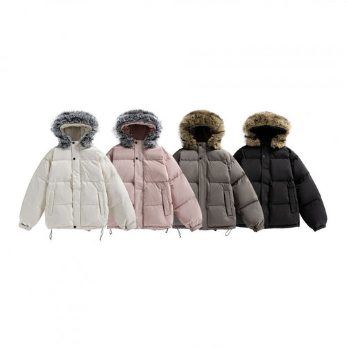 Unisex Wattierte Kapuzenjacke mit abnehmbarer Kunstfellkapuze und Boxy‑Silhouette Nord Taschen