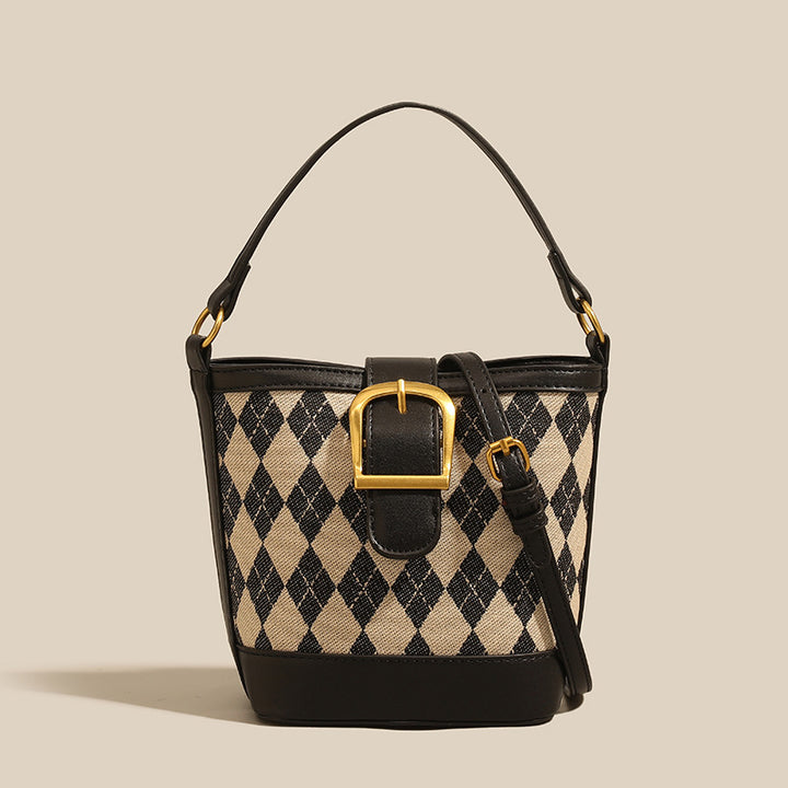 Damen Umhängetasche mit modernem Karomuster und eleganter Schnalle Nord Taschen