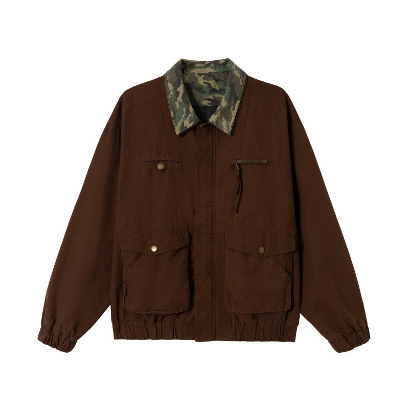 Herren Boxy-Fieldblouson mit Camouflage-Kragen, Pattentaschen und elastischem Saum Nord Taschen
