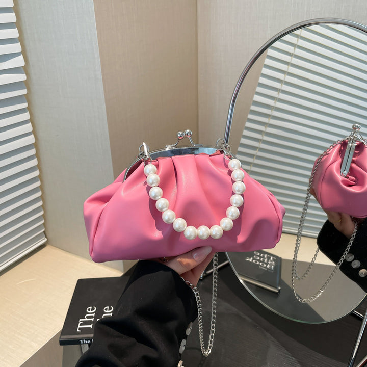 Damen elegante Umhängetasche mit Perlenakzenten und glänzendem Verschluss Nord Taschen