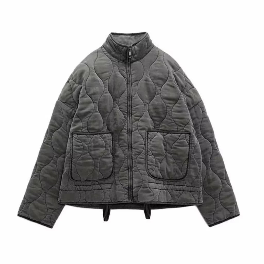 Unisex Stepp-Überjacke mit Stehkragen, aufgesetzten Taschen und Kordelzug Nord Taschen