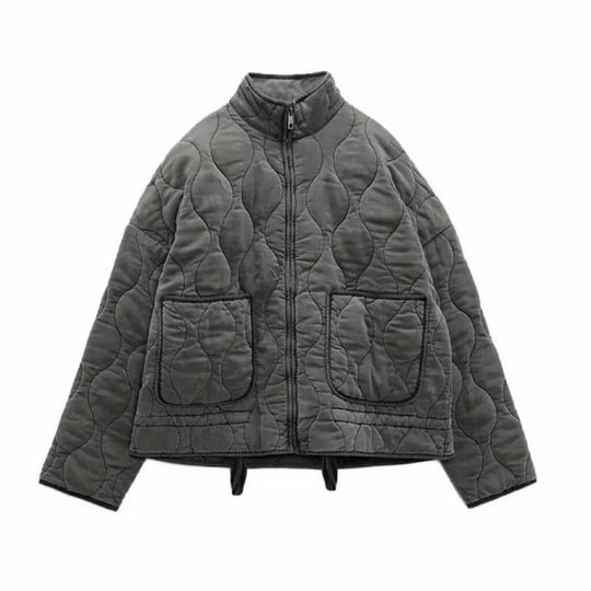 Unisex Stepp-Überjacke mit Stehkragen, aufgesetzten Taschen und Kordelzug Nord Taschen