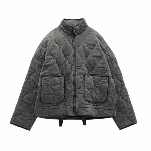 Unisex Stepp-Überjacke mit Stehkragen, aufgesetzten Taschen und Kordelzug Nord Taschen