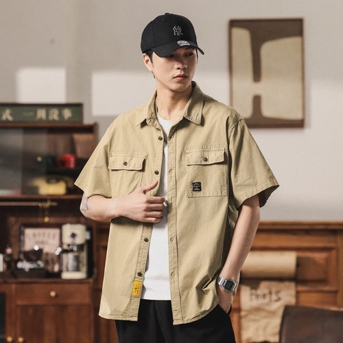 Herren Kurzarm-Fieldshirt im Overshirt-Look mit doppelten Brustklappen, verstärkten Nähten und gerundetem Saum Nord Taschen