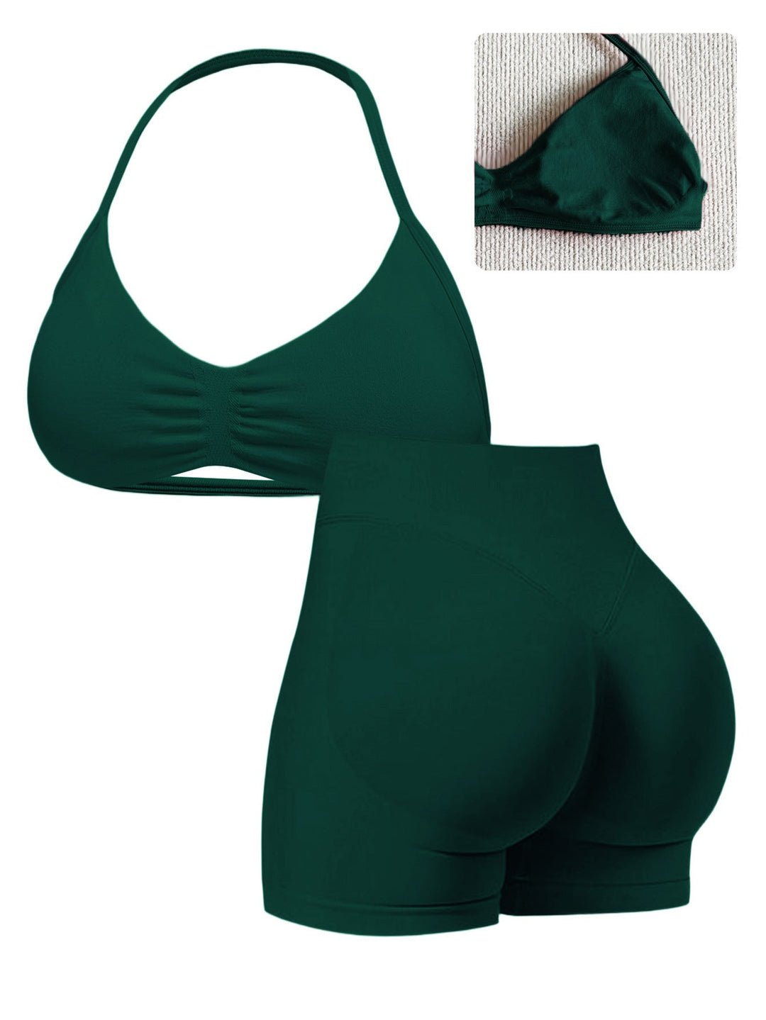 Damen Sport-Bikini-Oberteil mit hoch geschnittenen Shorts und nahtlosem Design