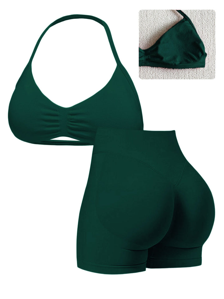 Damen Sport-Bikini-Oberteil mit hoch geschnittenen Shorts und nahtlosem Design