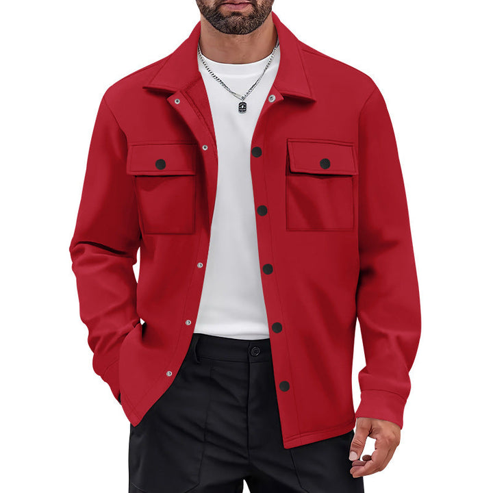 Herren vielseitige Flanelljacke mit aufgesetzten Taschen und modernem Schnitt