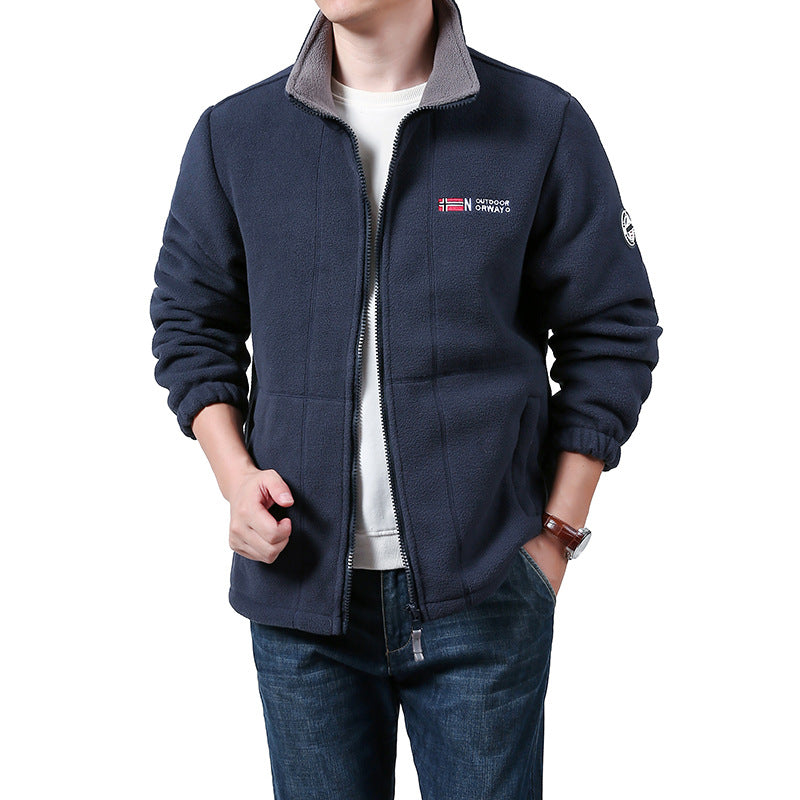 Herren Wärmende Fleecejacke mit Stehkragen, durchgehendem Reißverschluss & Eingrifftaschen Nord Taschen
