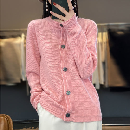 Damen Strukturierter Feinstrick-Cardigan mit kaschmirähnlicher Haptik, durchgehender Knopfleiste und kastiger Oversize‑Passform Nord Taschen