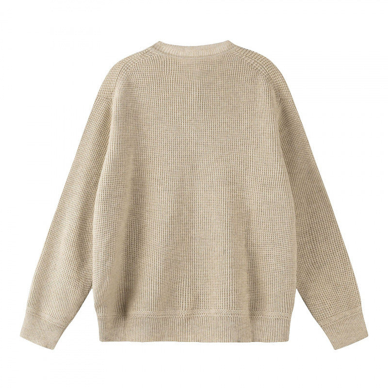 Unisex Boxy-Strickpullover mit Henley-Ausschnitt und strukturierter Waffelstrickoptik Nord Taschen