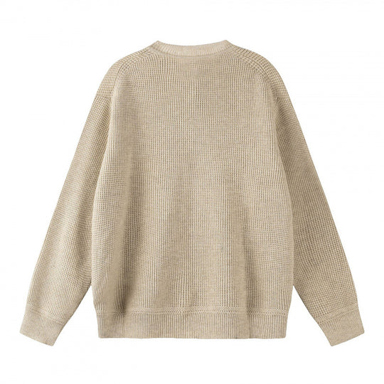 Unisex Boxy-Strickpullover mit Henley-Ausschnitt und strukturierter Waffelstrickoptik Nord Taschen