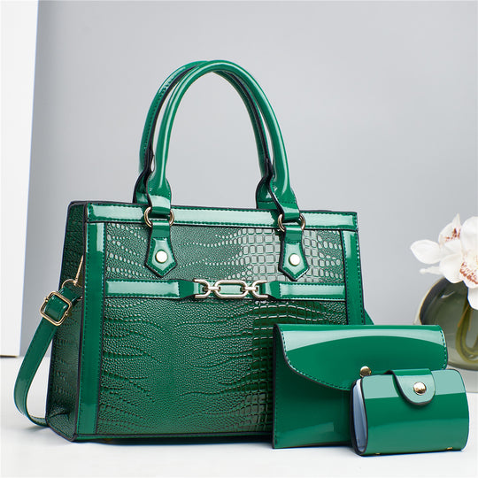 Damen elegante Handtasche mit hochwertiger Kroko-Prägung und abnehmbarer Clutch Nord Taschen
