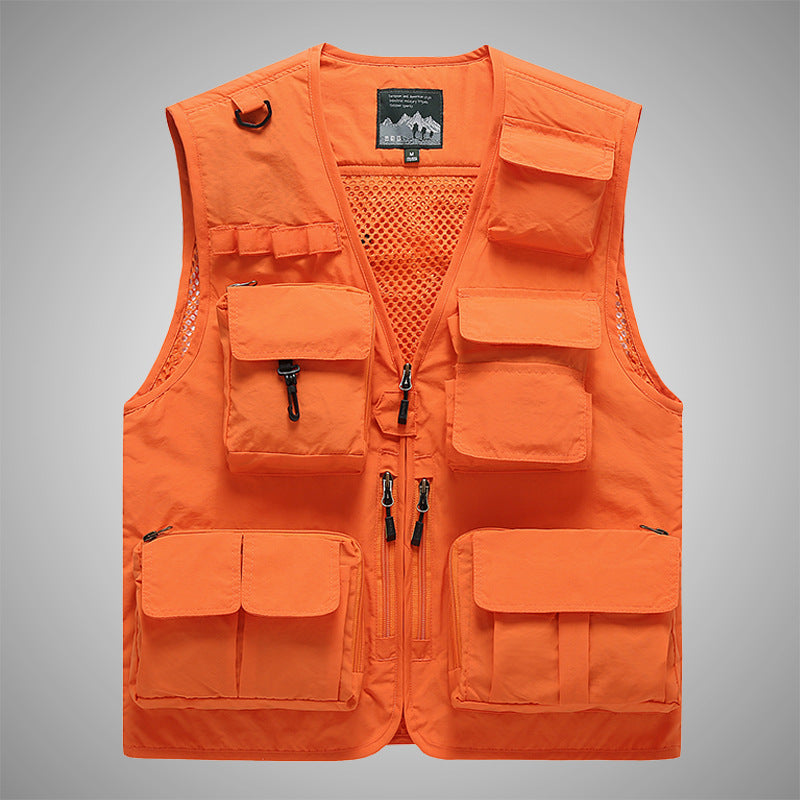 Herren multifunktionale Utility‑Weste mit vielen Taschen und Mesh‑Rücken Nord Taschen