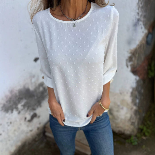 Damen Bluse mit Strukturpunktmuster und dreiviertel Ärmel Nord Taschen