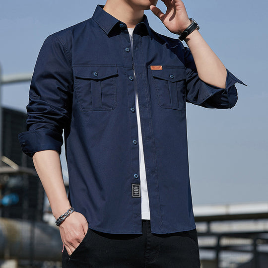 Herren Utility-Overshirt aus Baumwollmix mit Brustpattentaschen und verstärkten Nähten Nord Taschen