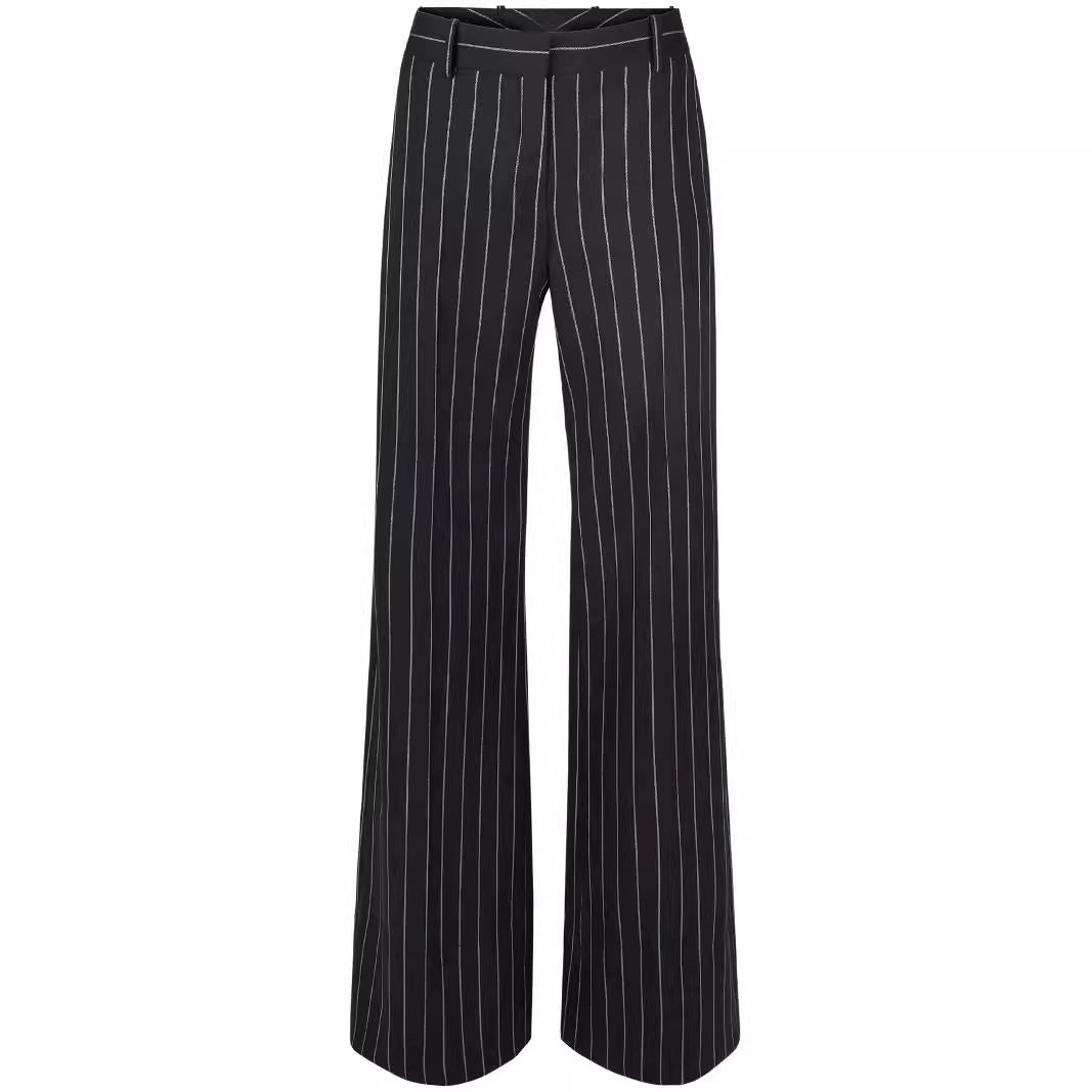 Damen Hochtaillierte weite Nadelstreifen-Hose im Tailoring-Stil Nord Taschen