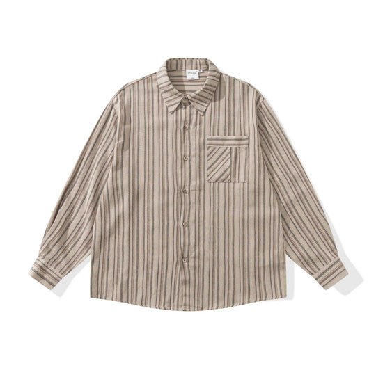 Herren Lockeres Overshirt-Hemd mit gestreifter Webstruktur, Brusttasche und legerem Schnitt Nord Taschen
