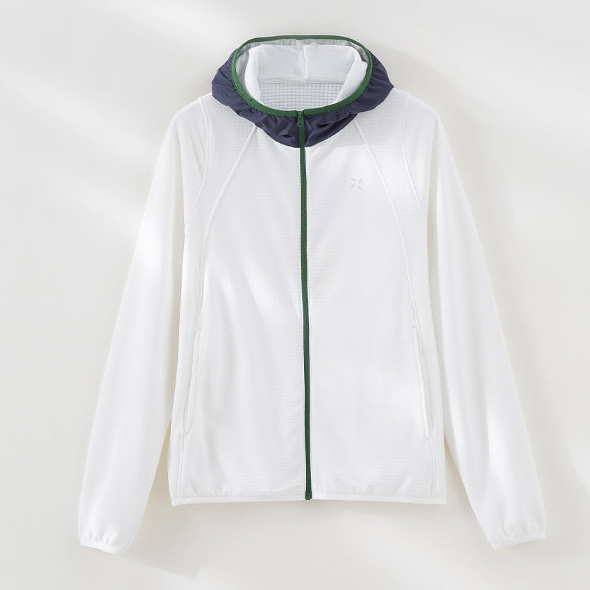 Damen Leichte Kapuzen-Trainingsjacke aus strukturiertem Funktionsjersey mit durchgehendem Reißverschluss Nord Taschen