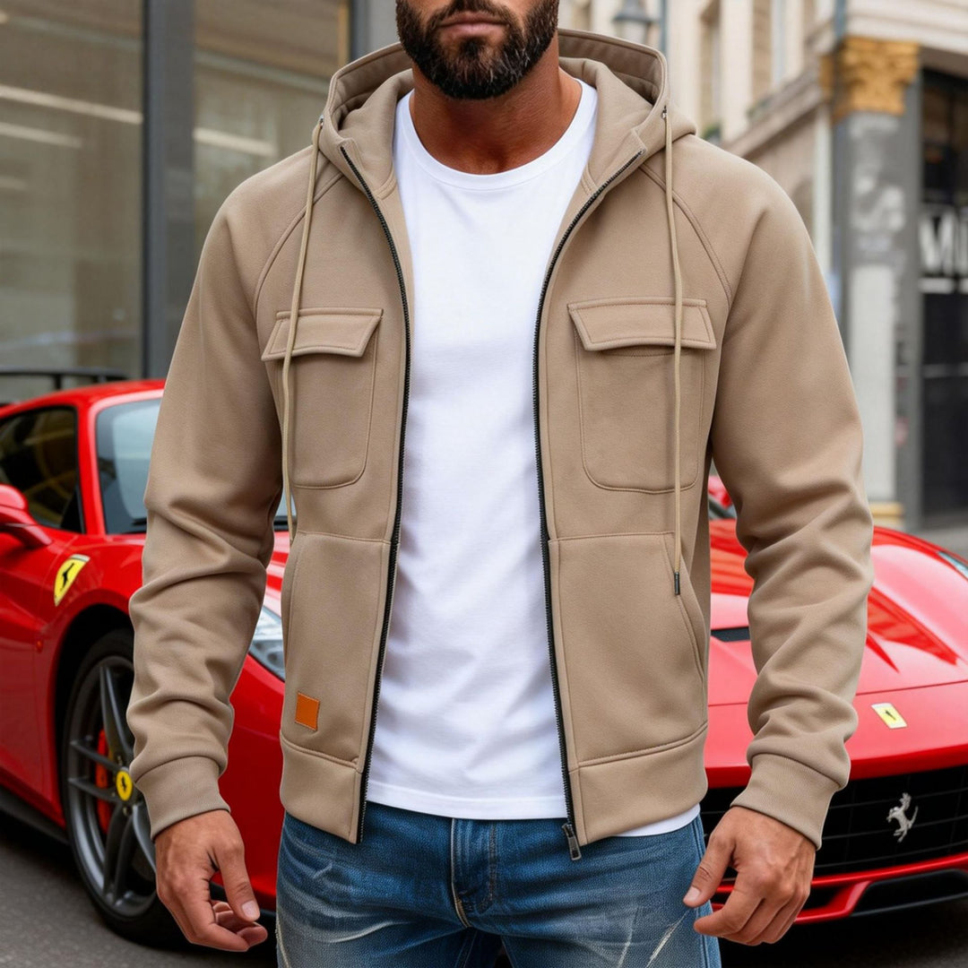 Herren Kapuzenjacke mit durchgehendem Reißverschluss, Brustklappen und moderner Slim‑Fit-Silhouette Nord Taschen