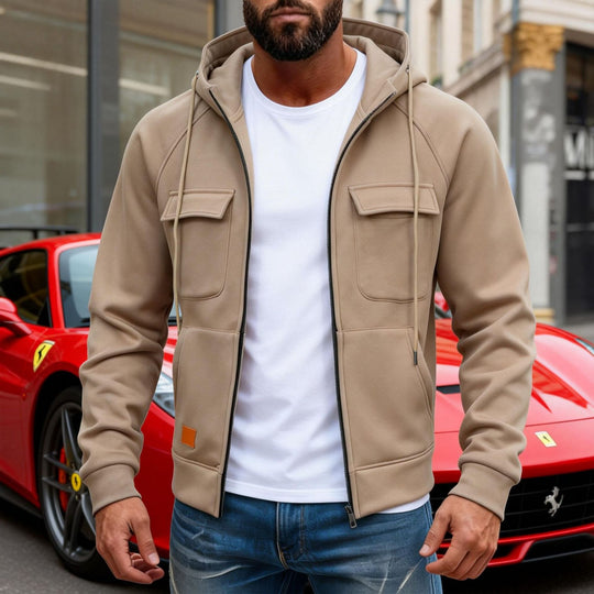 Herren Kapuzenjacke mit durchgehendem Reißverschluss, Brustklappen und moderner Slim‑Fit-Silhouette Nord Taschen