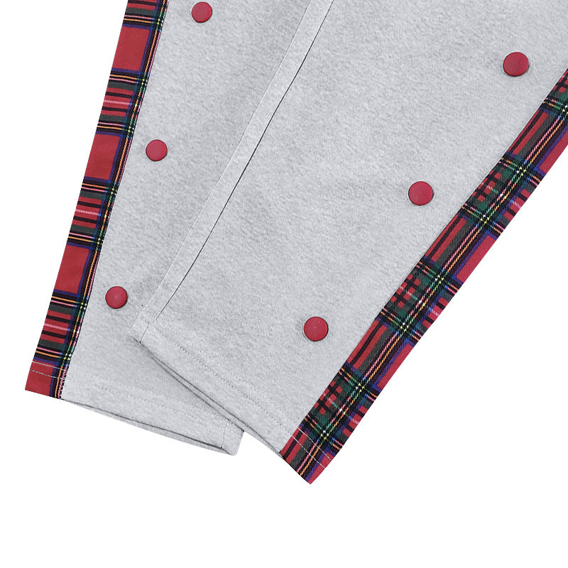 Herren lockere Jogginghose mit seitlichem Karostreifen und Druckknopfleiste Nord Taschen