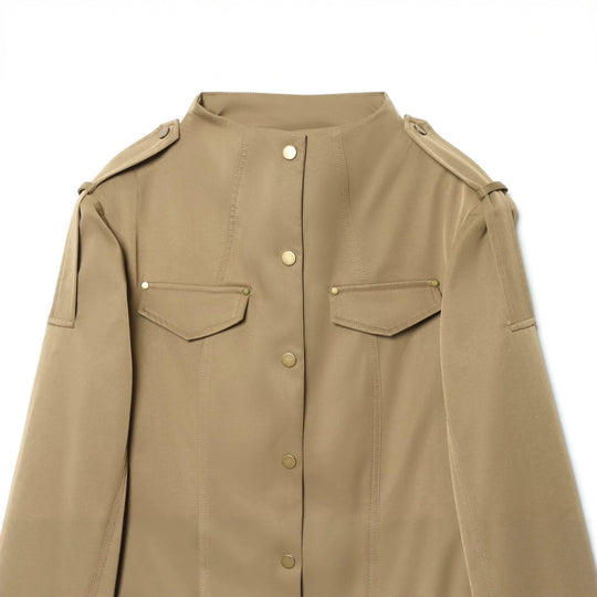 Damen Leichte Utility-Jacke mit Stehkragen, Schulterklappen und aufgesetzten Pattentaschen Nord Taschen