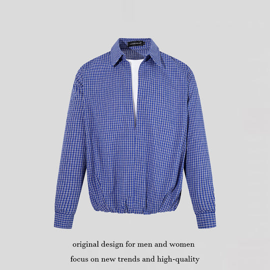 Herren Overshirt-Blouson im Karomuster mit Gummizugbund und Hemdkragen Nord Taschen