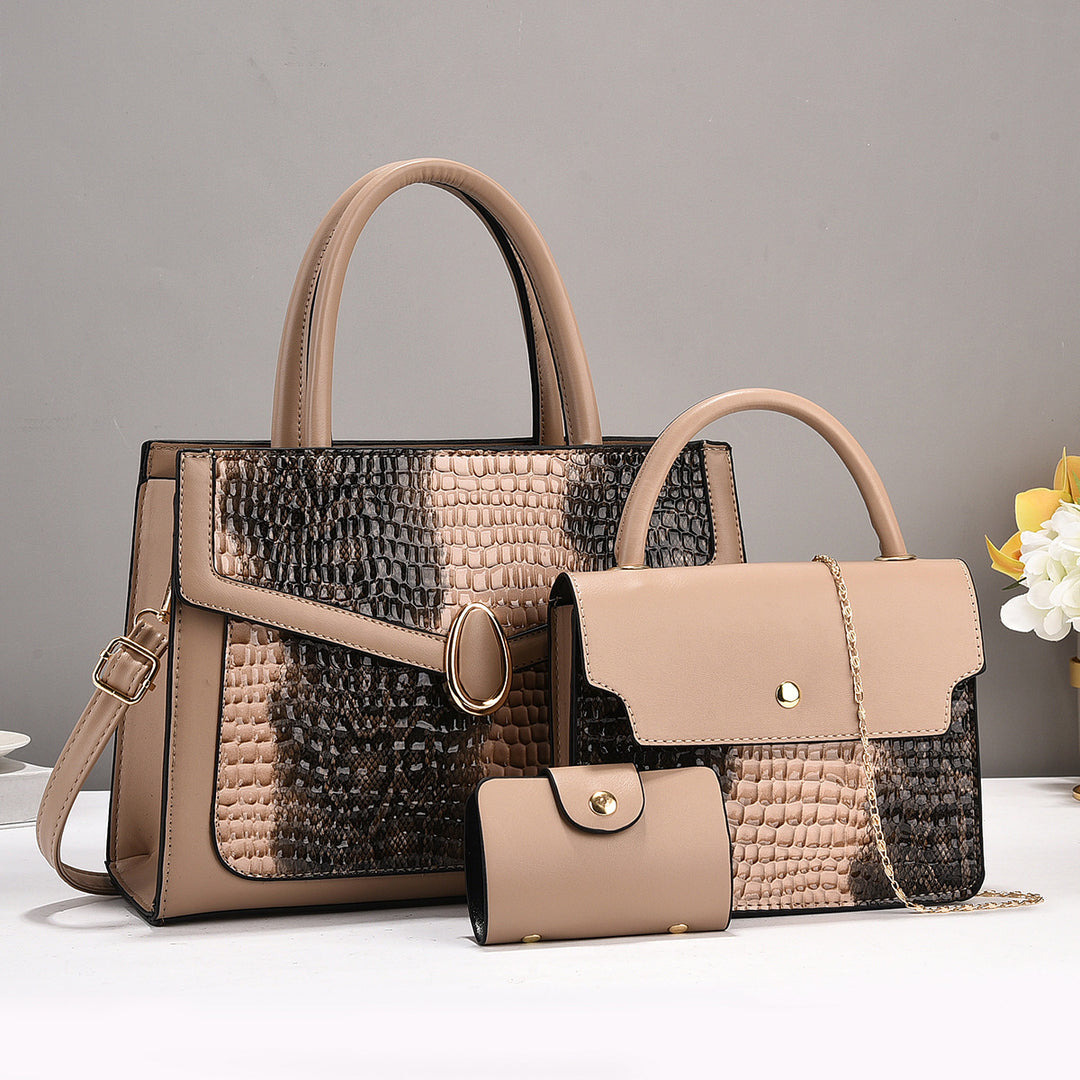 Damen elegantes Handtaschen-Set mit strukturierter Oberfläche und abnehmbaren Fächern Nord Taschen