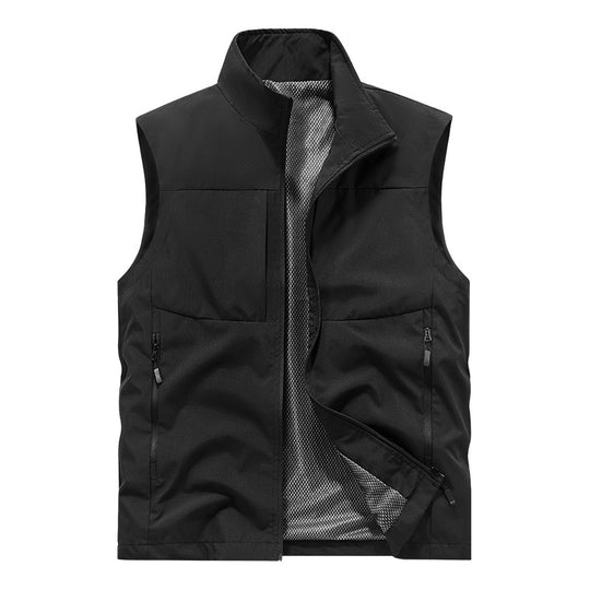 Herren Leichte technische Outdoor‑Weste mit Stehkragen, Netzfutter und Reißverschlusstaschen Nord Taschen