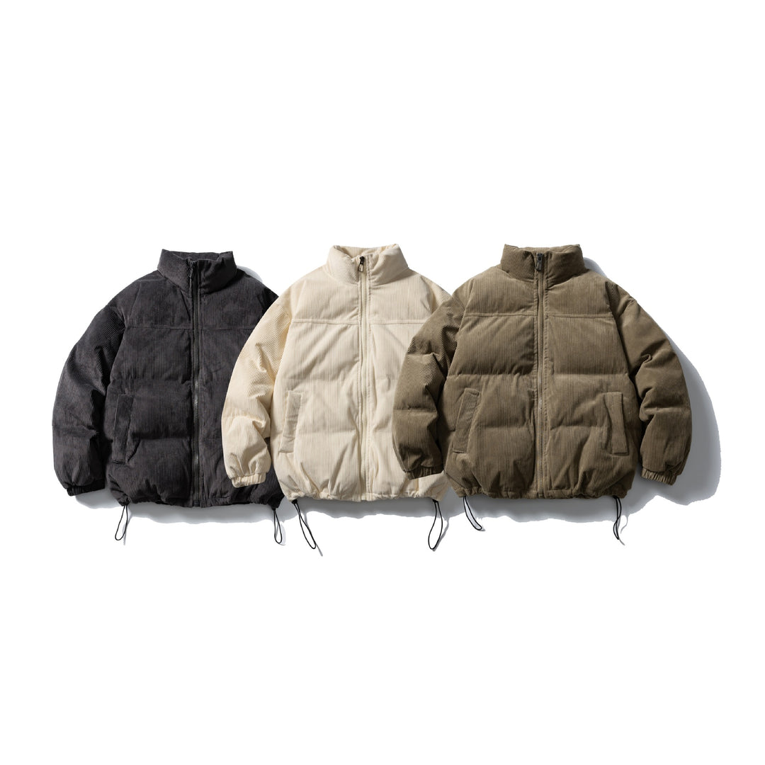 Unisex Wattierte Cord-Blousonjacke mit Stehkragen, elastischen Bündchen und Kordelzug Nord Taschen