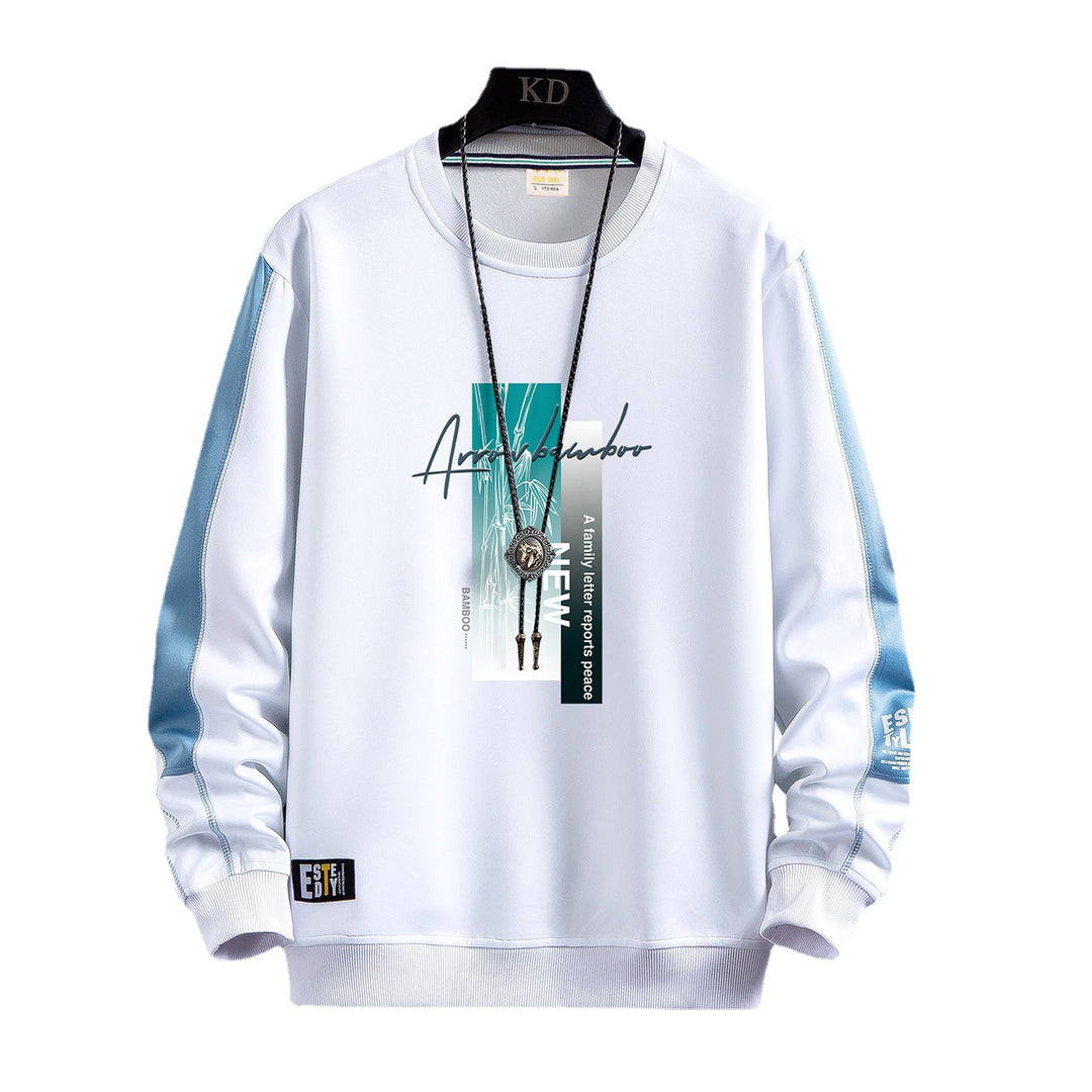 Herren Sportlich‑urbanes Rundhals‑Sweatshirt mit Kontrastärmeln, gerippten Bündchen & frontalem Grafikprint Nord Taschen