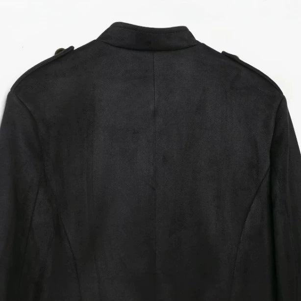 Damen Kurz geschnittene Wollmix-Jacke mit Stehkragen, Reißverschluss und Ballonärmeln Nord Taschen