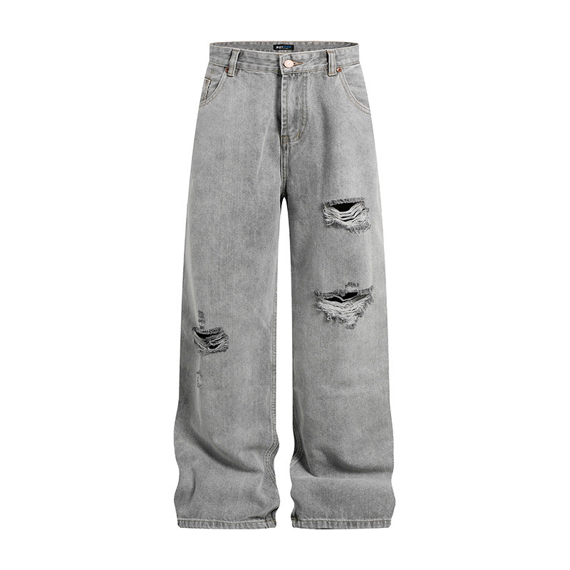 Damen Weite hochgeschnittene Jeans im Palazzoschnitt mit Destroyed-Details Nord Taschen