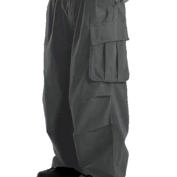 Herren Oversize-Baggy-Cargohose im Urban-Utility-Stil mit elastischem Tunnelzugbund und Mehrfachklappentaschen Nord Taschen