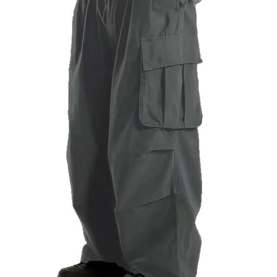 Herren Oversize-Baggy-Cargohose im Urban-Utility-Stil mit elastischem Tunnelzugbund und Mehrfachklappentaschen Nord Taschen