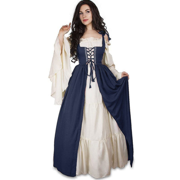 Damen historisches Kleid mit romantischem V-Ausschnitt und voluminösen Ärmeln