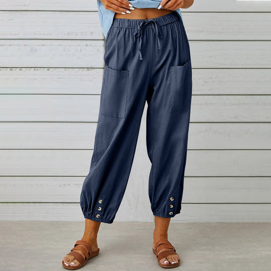 Damen modische Freizeit-Hose mit praktischen Taschen und elastischen Bündchen