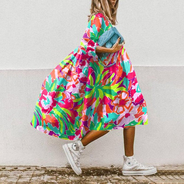 Damen Freizeitkleid mit farbenfrohem Blumendesign