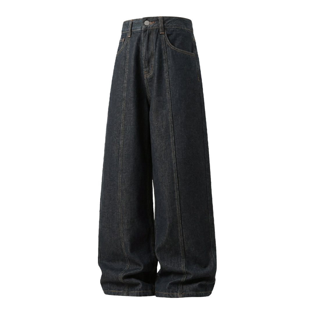Damen Ultraweite High-Waist Denim-Palazzo-Hose mit vertikalen Teilungsnähten Nord Taschen