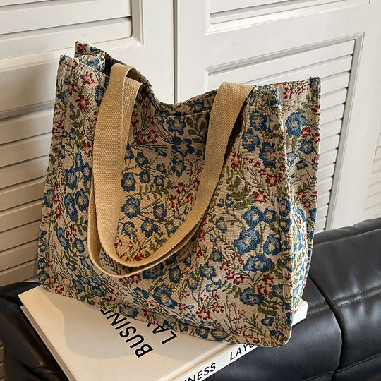 Damen tote Tasche mit floralem Stickdesign und stabilen Henkeln Nord Taschen