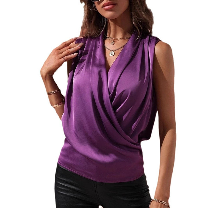 Damen elegantes Oberteil mit Wickeldesign und gerafftem Schnitt