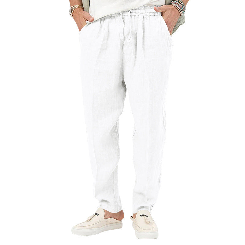 Herren Leichte Leinenhose mit elastischem Bund und praktischen Eingrifftaschen
