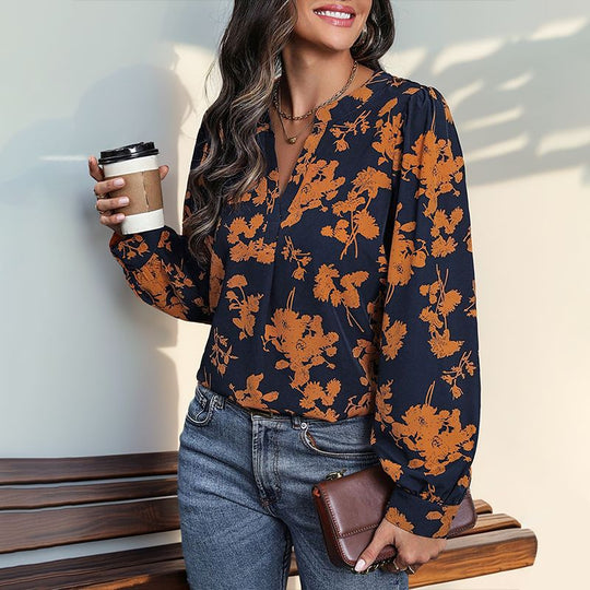 Damen Elegante Bluse mit floralen Mustern Nord Taschen