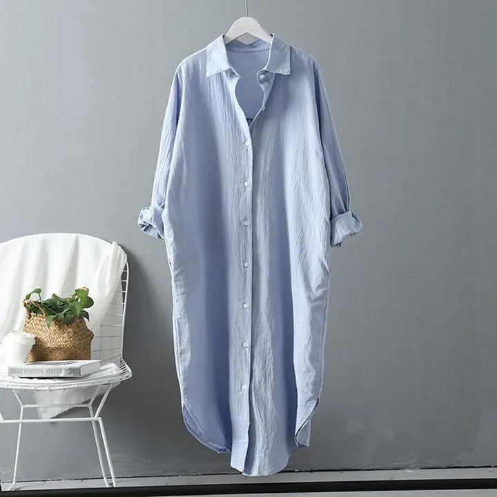 Damen oversized Blusenhemd in lässigem Schnitt mit Knopfleiste