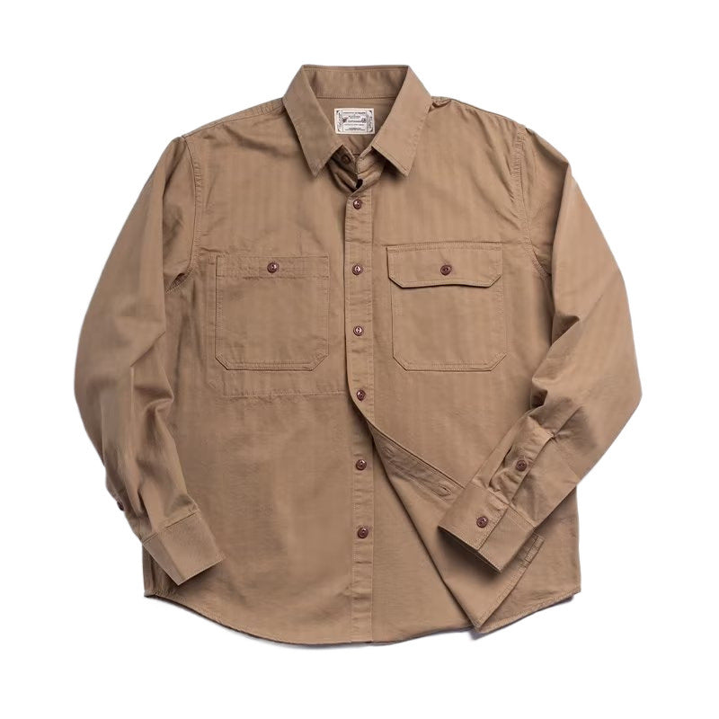Herren Baumwoll‑Twill‑Worker‑Hemd mit Pattentaschen und kastiger Passform Nord Taschen