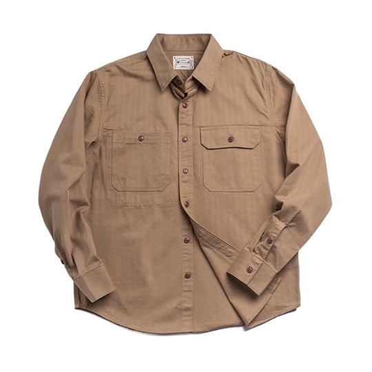 Herren Baumwoll‑Twill‑Worker‑Hemd mit Pattentaschen und kastiger Passform Nord Taschen