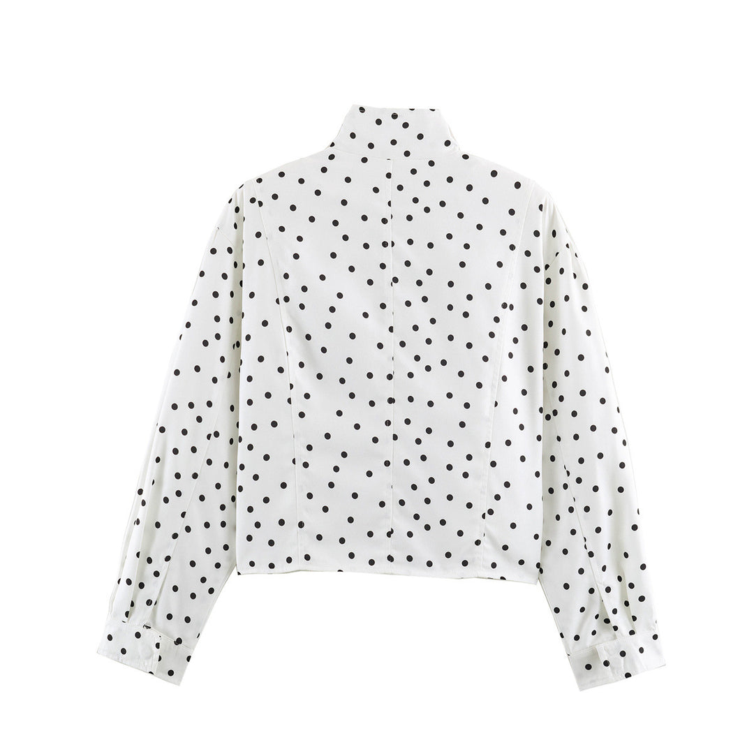 Damen Gepunktete Cropped-Jacke im Boxy-Cut mit hohem Stehkragen Nord Taschen