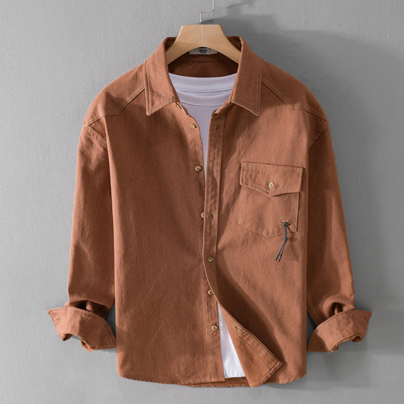 Herren Relaxed-Overshirt aus Baumwoll-Twill mit aufgesetzter Brusttasche Nord Taschen